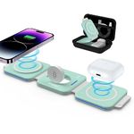 ZUMSEY Foldable Travel Wireless Charger, 3 in 1 Wireless Charging Station for iPhone 16/15/14/13/12 Series, Magnetic Charging Stand for iWatch 10/9/Ultra 2/Ultra/8/7/6/SE/5/4/AirPods 4/3/2/Pro