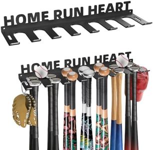 Sahans Baseball Bat Storage Rack Wall Mount Softball Holds 14 Bats Metal Organizer Heavy Duty Steel Sports Display Holder Home and Field Equipment Hanger Hooks Hardware Included Home Run