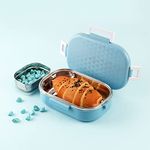 CELLO Altro Neo Lunch Box, Neo Blue, 700ml, 2 Container Lunch Box for Kids | Steel Insulated Lunch Box with Veg Box | Leak-Proof Air Tight Container Tiffin Box for Kids | Ideal for School & Picnic