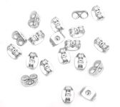 Kalpdrum Silver Plated Brass Earring Post Scroll Backs/Butterfly Clutches Surgical Steel -Earring Backs, Size 6.5x4.5mm - 100 Pcs Per Packet