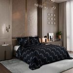 Stoa Paris Comforter Set in King Size, 300 TC Ultra Satin Bedding Set, Comforter with Bedsheet and Pillow Covers, Gift Items for Women, Twilight Rhapsody - Navy Blue & White