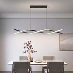 Mikeru 120CM Wave Pendant Light, Black Creative LED Dining Pendant Light 3000/4500/6000K Dimmable 10% to 100% Pool Table Lights Adjustable Kitchen Island Light for Living Room, Bedroom