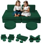 MeMoreCool Kids Couch Kids Explorer Sofa Nugget Couch for Playroom Bedroom, 6-Piece Sectional Kid Sofa Fold Out Toddler Couch Set, Children Convertible Sofa Play Couch, Soft Plush Kid Sofa, Green