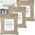 Moso Natural Air Purifying Bag 200g (3 Pack). A Scent Free Odor Eliminator for Cars, Closets, Bathrooms, Pet Areas. Premium Moso Bamboo Charcoal Odor Absorber. Two Year Lifespan! (Beige, Pack of 3)