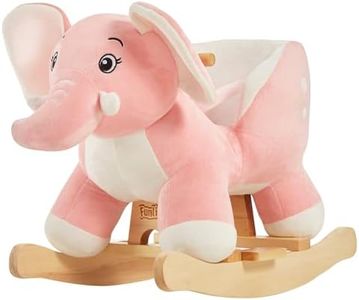 FUNLIO Elephant Baby Rocking Horse for Toddlers 6 Months to 3 Years, Cute & Graceful Pink Elephant Rocker for Baby Girl, Stuffed Plush Ride-on Rocking Animal, Easy to Assemble, CPC & CE Certified