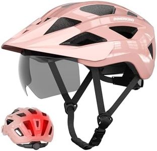 InnerKing Bike Helmet for Adults, Lightweight Mountain Bicycle Helmet with USB Rechargeable Rear Light Detachable Magnetic Goggles, Road Bike Helmet with Visor for Men/Women/Youth