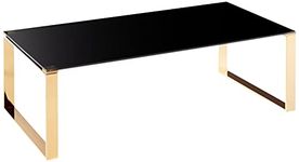 Cortesi Home Remini Coffee Table, Gold Metal and Black Glass