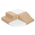 TODIBY 4-Piece Climbing Blocks for Toddlers: Soft PU Leather Baby Playset - Crawl and Climb Activity Indoor - Kids Play Equipment Climber Foam Blocks (Coffee/White)