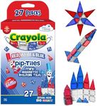 CreateOn Crayola Red, White & Blue PIP Magnetic Tiles 27pc, Magnetic Kids’ Building Toys, STEM Learning Travel Toys for Boys and Girls, 27-Piece Set