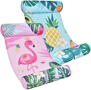 WERNNSAI Pineapple Flamingo 2 Pack Pool Hammocks - Multi-Purpose Inflatable Pool Float for Adults 4 in 1 Floating Hammock Swimming Rafts Floaty Portable Water Lounge Chair Drifter for Beach Party