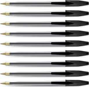 G4GADGET Pack of 50 Black Pens - Medium Tip Fluent Smooth Writing Black Biro Ballpoint Pens