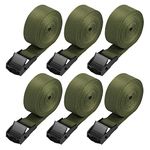 Hejo 6PCS Ratchet Straps, Green Ratchet Tie Down Straps with Cam Buckle, Heavy Duty Tensioning Belts Adjustable Lashing Straps for Motorcycles, Bikes, Luggage(250x2.5cm)