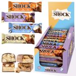 FitnesSHOCK Protein Bar 12-Pack in Milk Chocolate, High Protein, Low Carb, Fitness Bars No Added Sugar, Palm Oil Free, High in Fiber