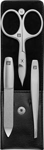 ZWILLING Manicure Nail Set 3 Pieces Pedicure Care for Hands and Feet Made of Nappa Leather, Travel Size, Premium Black