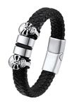 U7 Mens Leather Bracelets UK Personalised 2 Name Wax Cord Bracelet for Men 19cm Skull Jewellery