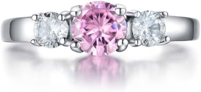 AILAAILA Kids Rings for Girls Birthstone Rings Size 1 2 3 4 Birthday Gifts Stainless Steel Jewelry Pink Diamond Rings for Women October Size 3