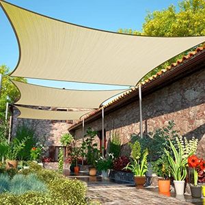 ShadeMart 12' x 12' Beige Sun Shade Sail Square Canopy Cloth Fabric Screen SMSL, Water and Air Permeable & UV Resistant, Heavy Duty, Carport Patio Outdoor - (We Customize Size)