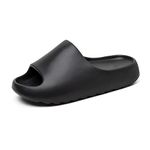 XTJSCBDSH Cloud Slides for Men and Women, Quick Drying Slippers Shoe Open Toe Thick Soft, Platform Slide Sandals Daily Shower Sandals, Non-Slip Bathroom Slippers Summer for Indoor & Outdoor, Black,