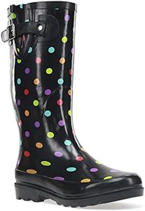 Western Chief Printed Tall Waterproof Rain Boot, Dot City Black, 9