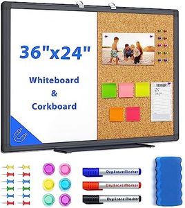 Combination Board, 36 x 24 Magnetic Whiteboard & Cork Board, Dry Erase Board Bulletin Combo Board for Home Office Classroom, Wall Mounted Memo Message Board