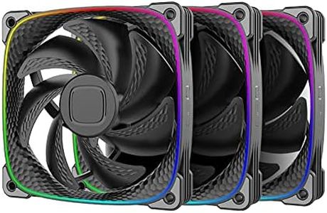 Squama 2503 RGB PWM Fan - 120mm - 3 Pack – Performance & Silent Balance - Dual Lighting Loop - Motherboard SYNC with 5V 3pin - 4pin PWM - Black (GEO-S2503B-3)