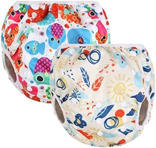 Vicloon Couche de Bain Lavable,2pcs Couches de Bain Reutilisable,Lavable et Ajustable Anti-fuite Imperméable Étanche pour Bébé Fille et Garçon