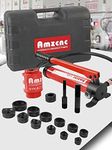 AMZCNC 8T Hydraulic Knockout Hole Punch Set - Electrical Conduit & Metal Sheet Puncher Kit, 1/2" to 2" Dies Included, for Steel & Stainless, Portable Case