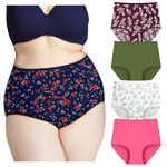 Pepperika Women's Plus Size Panties High Waist Cotton Briefs Ladies Underwear Big Size Panties Combo (Size 4XL Pack of 4) (Prints and Colors May Vary) Multicolor