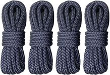 Rainier Supply Co. Boat Dock Lines & Rope -4pk 15ft x 3/8", Boat Ropes for docking - Premium Double Braided Nylon Dock Rope - Mooring Line with 12" Eyelet - Boat Rope - Navy Blue