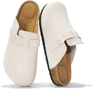 Project Cloud Mens Clogs - Full Grain Genuine Leather Memory Foam Clogs for Men Arch Support Cork Footbed - Non Slip Platform Mules (Brooklyn, WHTSUE,11)
