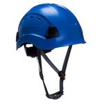 Portwest PS63 Mens Vented Safety Helmet Hard Hat Height Endurance Lightweight ABS Shell 6 Point Harness Y Chin Strap Adjustable Sweatband Construction Scaffolding Industrial Work, Royal Blue, One Size