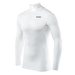 TCA Boys' HyperFusion Compression Base Layer Top Long Sleeve Under Shirt - Mock Neck - White Mock, 8-10 Years