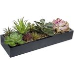 MyGift Assorted Artificial Plant Arrangement in Black Wood Planter Pot