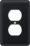 Franklin Brass W10249V-FB-C Stamped Round Single Duplex Outlet Wall Plate/Switch Plate/Cover, Flat Black, 3-Pack