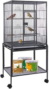 HSM 53 Inch Wrought Iron Large Bird Flight Cage with Rolling Stand for African Grey Parrot Cockatiel Sun Parakeet Conure Lovebird Canary