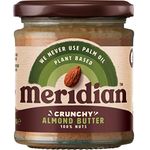 Meridian Foods Almond Butter Crunchy 100% Nuts 170g (Pack of 2)