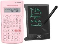 KK-82MS-B/KK-82MS-D Portable Engineering Scientific Calculator with 4.4 Inch LCD Erasable Writing Tablet, Professional Portable Calculator Notepad for Office,School(Pink)