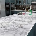 Livelynine Glossy Marble Wallpaper Peel and Stick Countertops for Kitchen 15.8x197 Inch Bathroom Countertop Contact Paper Waterproof Desk Vinyl Wrap Adhesive Counter Top Covering Table Dresser Covers