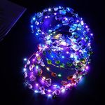 URAQT LED Flower Headband, 12PCS Flower Crown Garland, Light Up LED Flower Headband, Crown Flower Headdress for Women Girls for Wedding, Halloween Christmas and Party Decor