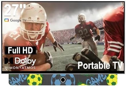 27 Inch Portable Smart TV with Built-in Battery, 1080P FHD Outdoor TV for RV & Camping, HDR10, Dolby Audio, WiFi, Voice Remote, Portable TV for Travel, Bedroom, Game Day & Outdoor Entertainment