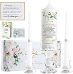 Extrogif 3 Unity Wedding Candles Set with Candle Holder for Ceremony Set, Glass Candlesticks and Pillar Taper Candles - Catholic Bible Religious Weddings Accessories