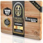 Deer & Oak X-Large 45 x 30 x 2cm Bamboo Chopping Board, Premium Wood Kitchen Cutting Board for Carving Meat or Vegetables, Pre Oiled, Treated, Lightweight, Non-Porous