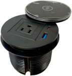 Desk Power Grommet with PD 30W USB C, 15W Wireless Recessed Power Outlets with 1 AC Plugs and 2 USB Ports, Hidden Power Strip for Office Kitchen Cabinet Conference Room