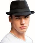 PELO Fedora Hat UV Protection Summer Hat Travel Summer Fedora Hats for Men and Womens, Sun Protection Beach Hat (in, Alpha, Free Size, Black)