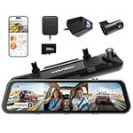WOLFBOX G900 Tripro Cabin Version 3 Channel 4K Rear View Mirror Camera, STARVIS 2 IMX678 Night Vision,4K+1080P+2.5K Front Inside and Rear Mirror Dash Cam,5.8GHz WiFi,Voice Control,Includes 256GB Card