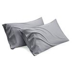 Bedsure Cooling Pillow Case Queen Size 2 Pack - Rayon Made from Bamboo, Silver Grey Chill Pillowcase, Soft & Breathable Pillow Covers with Envelope Closure, Gift for Hot Sleepers in Summer, 20"x30"