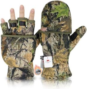 HANDLANDY Winter Fishing Gloves, 3M Thinsulate Camo Warm Flip Fingerless Gloves Convertible Mittens for Cold Weather, Hunting and Fly Fishing Gifts for Men(X-Large)