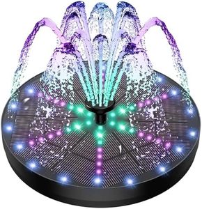 Yzert Upgraded Solar Fountain Bird Bath with 60 LED Lights, Solar Powered Water Fountain Pump with 4000mAh Battery 7 Nozzles 4 Fixers, for Garden Patio Pond Birdbath Pool