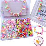 SHOPHOUSSES STREET 570Pcs Beads for Jewellery Making Kit, Colorful Beads Set for Kids DIY Craft Bracelet Necklace Making, Activity Games for Girls Age 6-12 Years Old