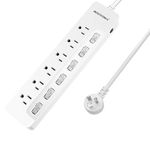 ROOTOMA Power Strip Surge Protector with Individual Switches,6-Foot 14AWG Long Extension Cord 1875W/15A Wall Mount for Office Dorm Home Theatre (6outlets-6ft)